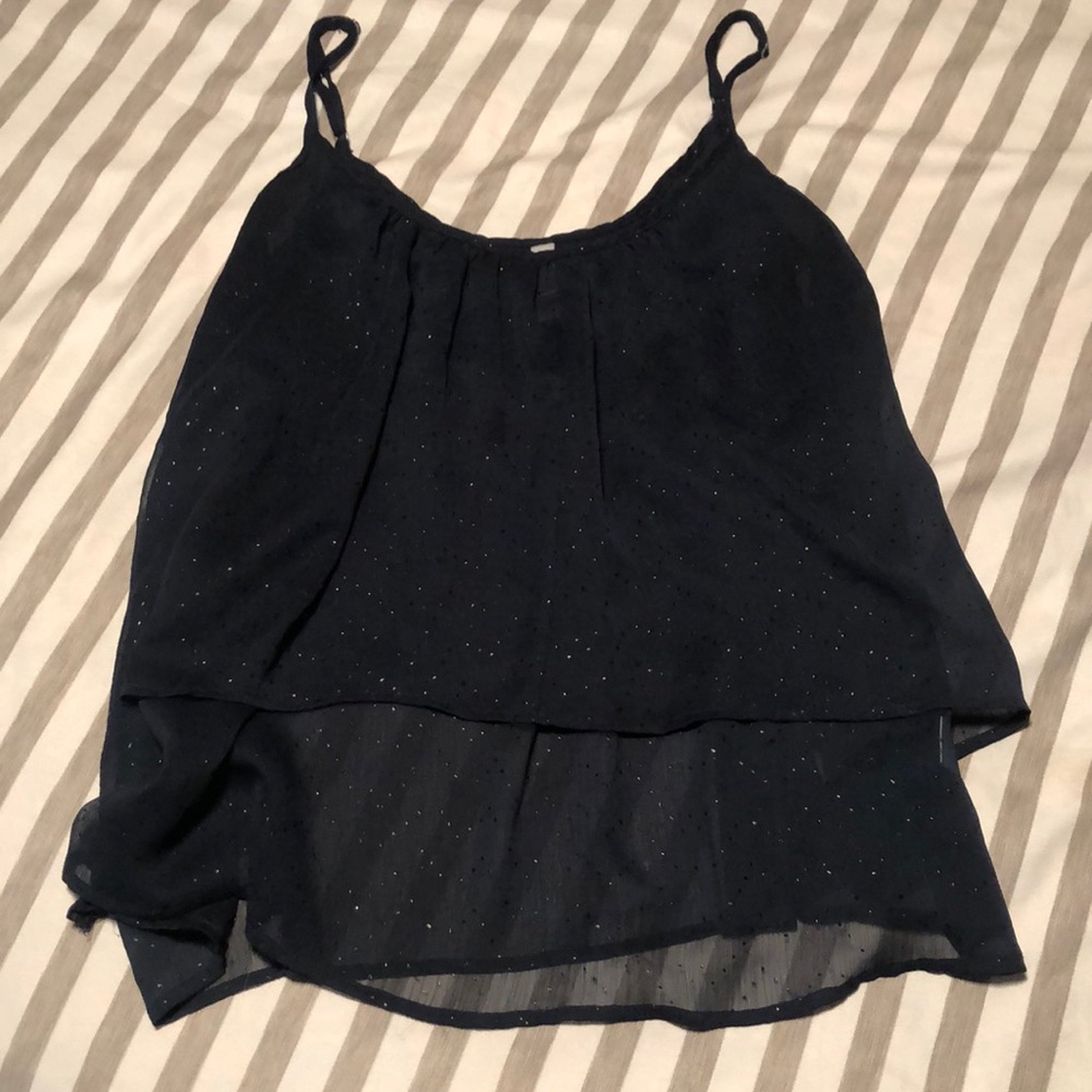 Sheer navy tank top